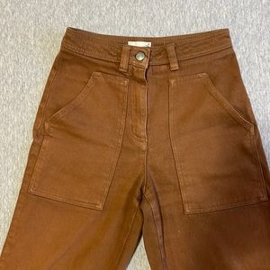 aritzia wilfred free riley carpenter pants in gold size 00